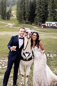 happy wedding couple